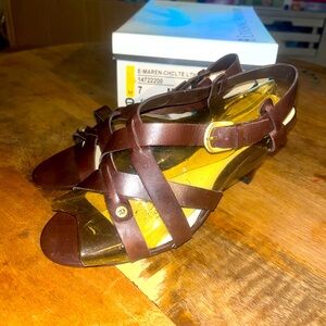 Macy’s Etienne Aigner Chocolate Leather Sandals